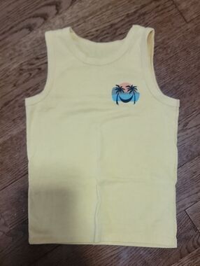 Yellow Kids Tank Top with Palm Sunset Graphic